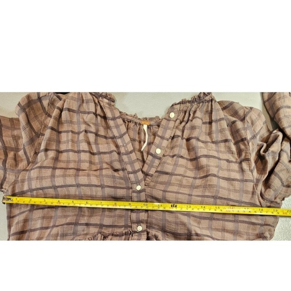 Free People Womens S Oversized Brown Plaid Prairie Edie Maxi Dress - Picture 6 of 10